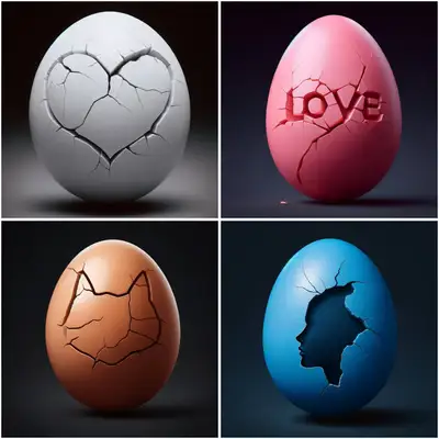 Egg Cracks Photorealistic Outline