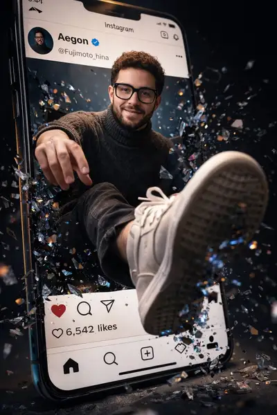 Sortir d'un post Instagram, effet d'écran brisé, JSON
