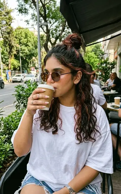 Cinematic Cafe Portrait with Coffee