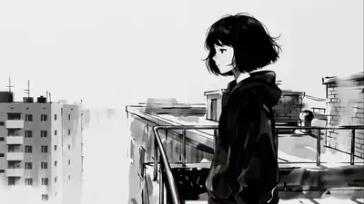 Manga ink sketch rooftop breakup swallow transformation prompt