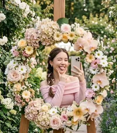Pastel Flower Mirror Selfie
