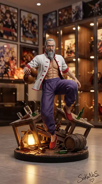 1:10 action figure diorama of a Virtua Fighter style old master