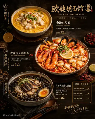 Premium Noodle House Menu Poster Prompt