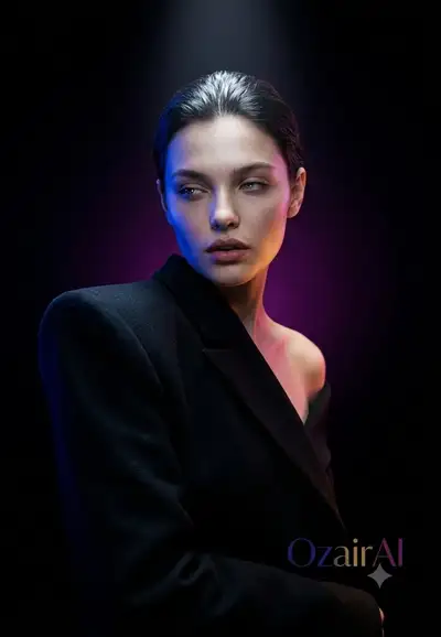 Dark Avant-Garde Cinematic Portrait with Multi-Color Lighting