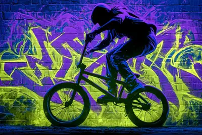 Urban graffiti glow silhouette portrait template