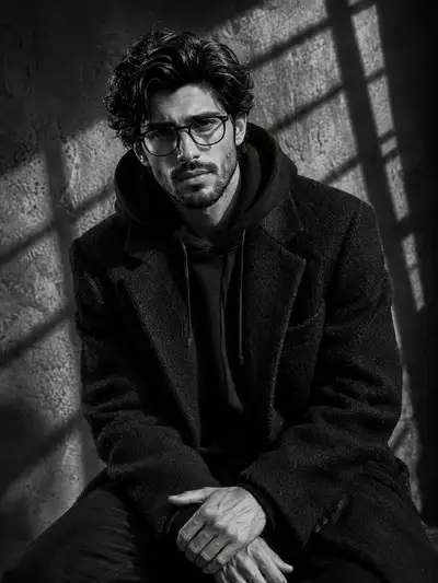 Retrato Editorial de Alta Moda en Monocromo