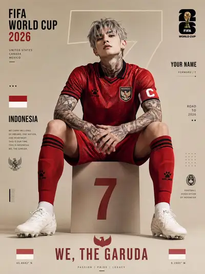 Póster de jugador de fútbol de Indonesia para la Copa Mundial de la FIFA 2026