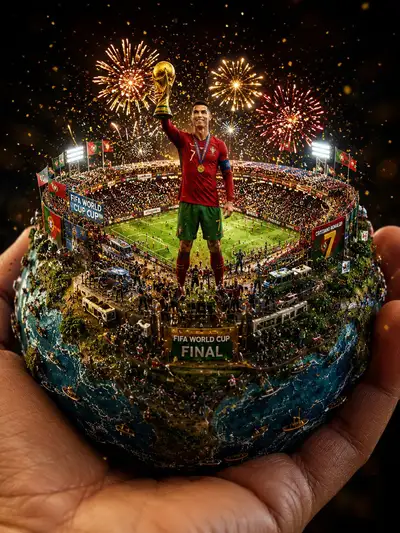 Miniature Football World Diorama