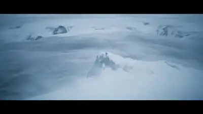Arctic Fox Glacier Chase Drone Shot