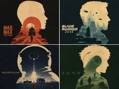 Minimalistisches Franchise-Silhouetten-Poster: Formel im Olly-Moss-Stil