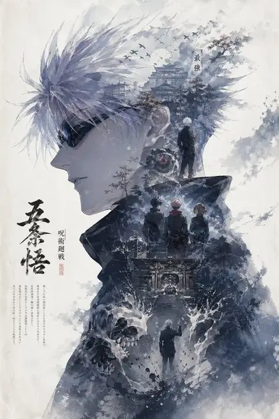 Frieren silhouette collectible poster with world inside