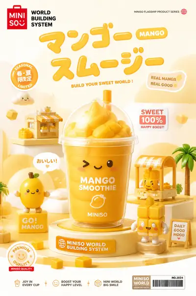 MINISOスタイルのミニチュアブランドワールド製品ポスターテンプレート
