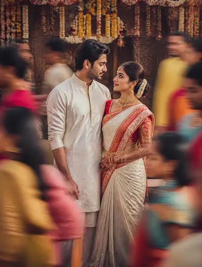 Cinematic Gujarati wedding couple portrait