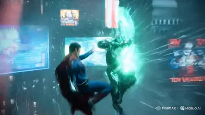 Superman vs Cyborg in Neon Metropolis
