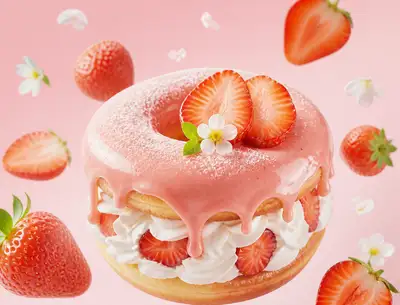 Hyper-realistic fruit donut dessert with customizable flavor