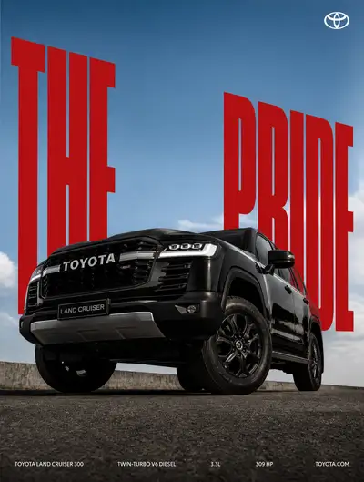 Editorial art direction template for a grounded automotive brand poster