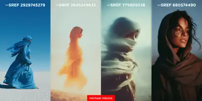Foto cinematográfica grande angular de uma mulher nômade tuaregue no deserto