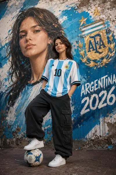 Argentina fan street mural poster portrait