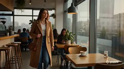 Vidéo cinématographique d'un matin pluvieux dans un café, 15s