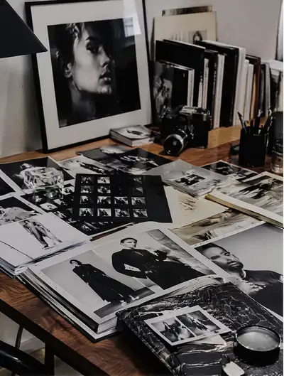 Fashion editor workspace editorial photography