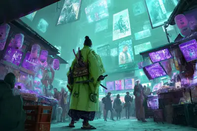 Holographic Street Market Prompt