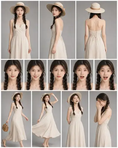 Realistic Fashion Character Reference Sheet Prompt