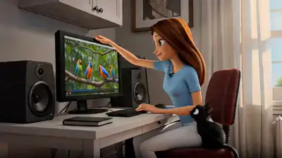 Cat Watching Bird Video - 3D Animation Short Film Prompt