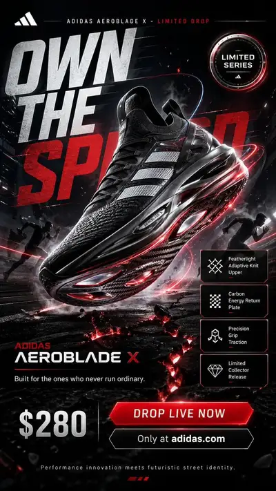 Adidas Aeroblade X limited drop sneaker campaign