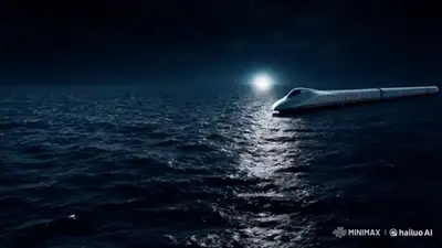 Hailuo AI Bullet Train Emerging from Ocean