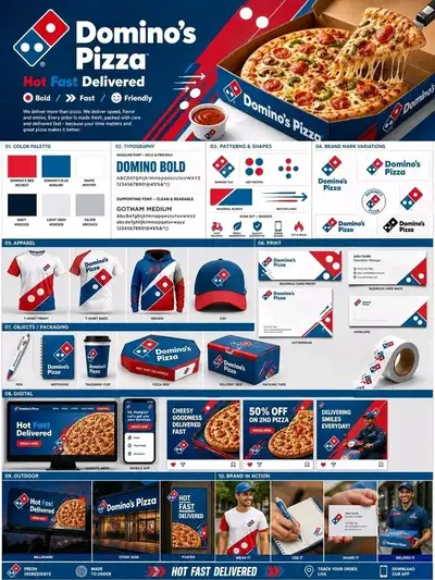 Domino's Pizza brand identity guideline board