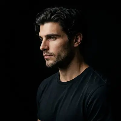 Retrato dramático em preto e branco com holofote a partir de foto