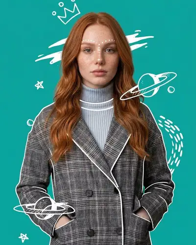 Black and White Portrait with Doodle Text