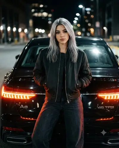 Cinematic Night Portrait with Car