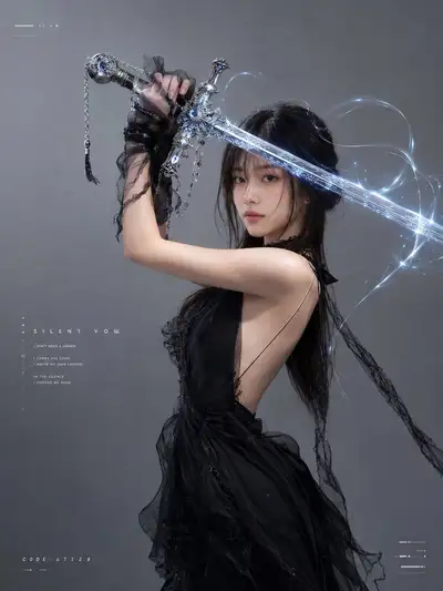 Cyberpunk Dark Wedding Swordswoman Photoshoot