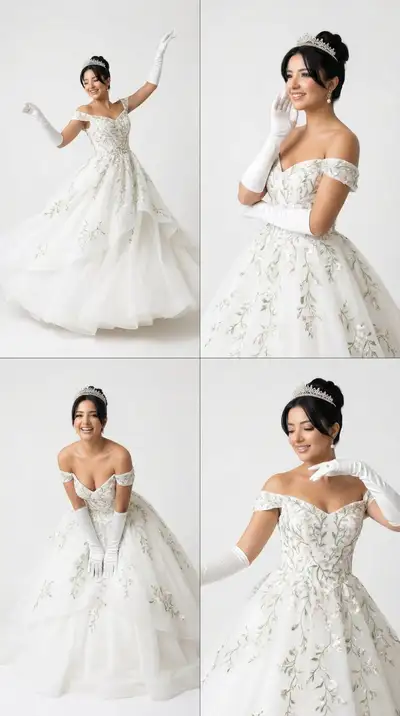 White Princess Dance Editorial 2x2 Grid