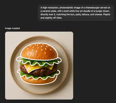 Photorealistic Burger avec superposition de doodle en ligne-art