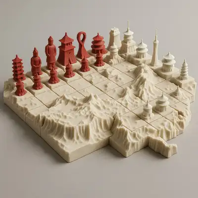 3D Printed Topographical Chessboard of America