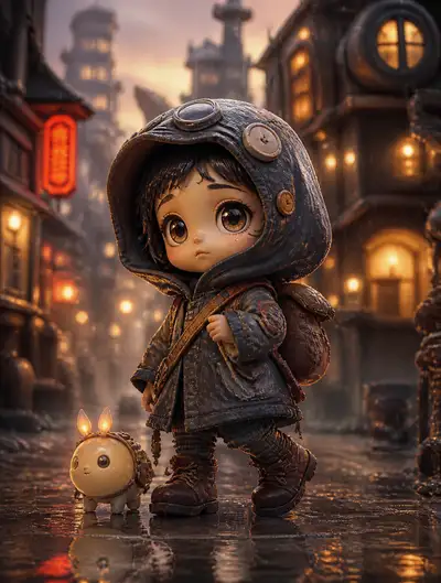 Stop-motion style tiny adventurer collectible toy