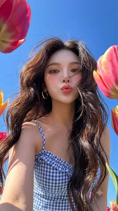 Photorealistic Summer Portrait with Tulips