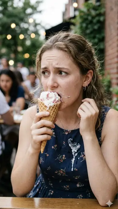 Ice Cream Mishap at Outdoor Patio