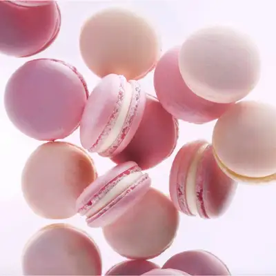 Pastel Macarons Floating in Mid-Air