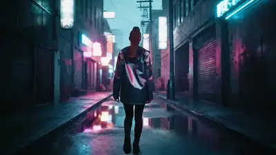 Cyberpunk Neon Alley Woman