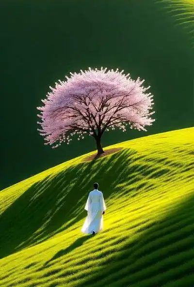 Surreal Minimalist Cherry Tree Walk
