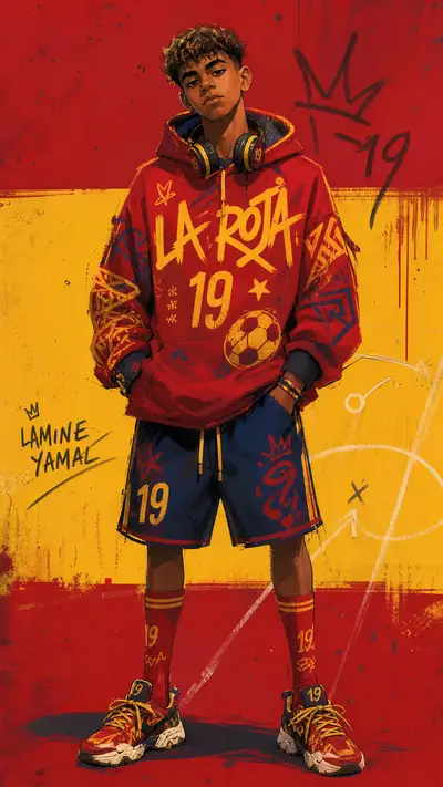 Lamine Yamal Spain Streetwear Character Illustration