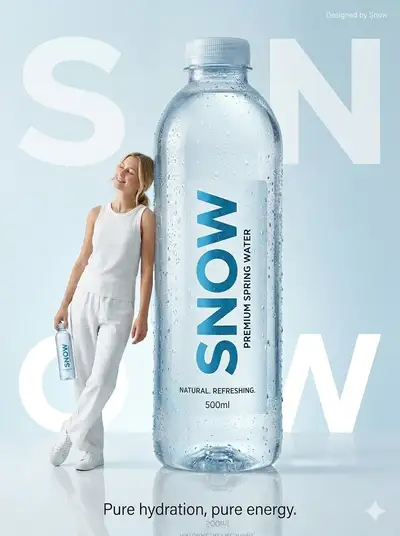 Minimalist luxury water bottle commercial ad