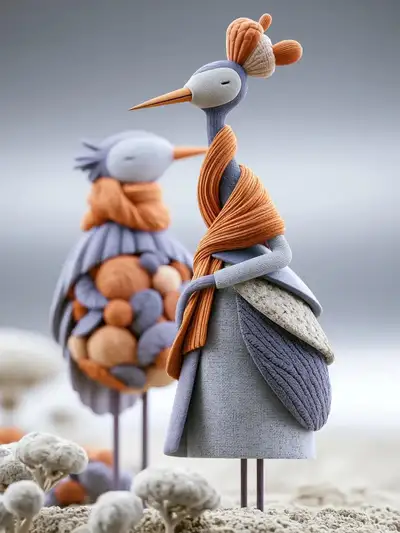 Whimsical Knitted Textile Sculpture Product Photo Template