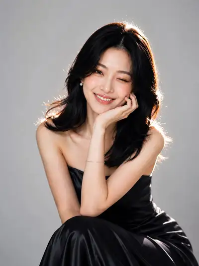 Ultra-realistic studio beauty portrait with pearl earrings