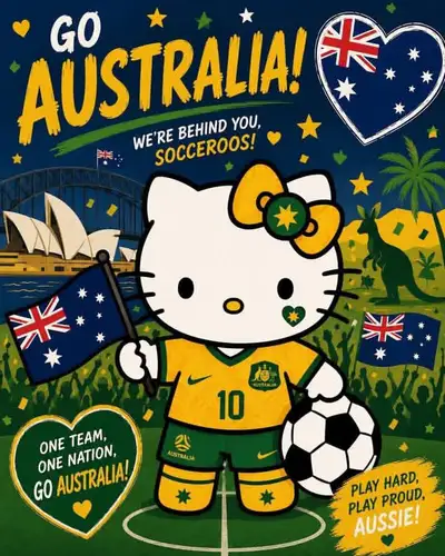 Hello Kitty Brazil Football Supporter Illustration