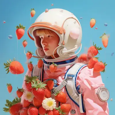 Astronaut Among Strawberries