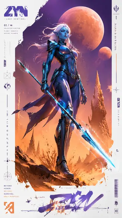 Alien girl warrior collector's edition character poster